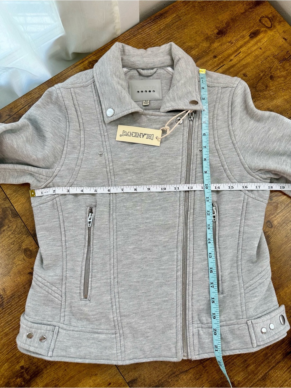 Blank NYC Moto Sweatshirt Jacket, Cloud Grey, Medium - Picture 10 of 14